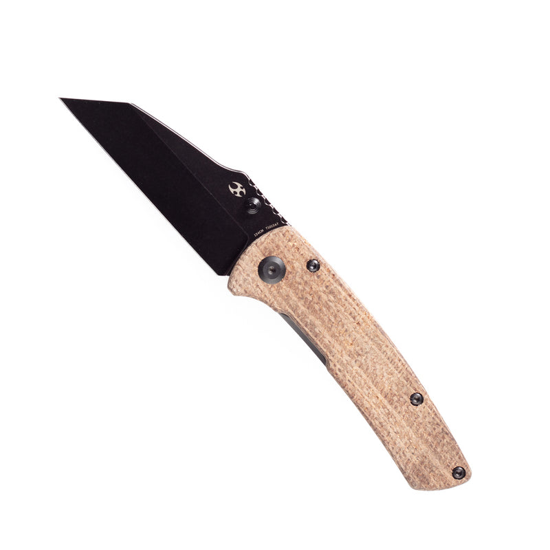 KANSEPT Main Street Pocket Knives Brown Micarta Handle Black TiCn Coated Stonewashed  154CM Blade with Dirk Pinkerton Design-T1015A7