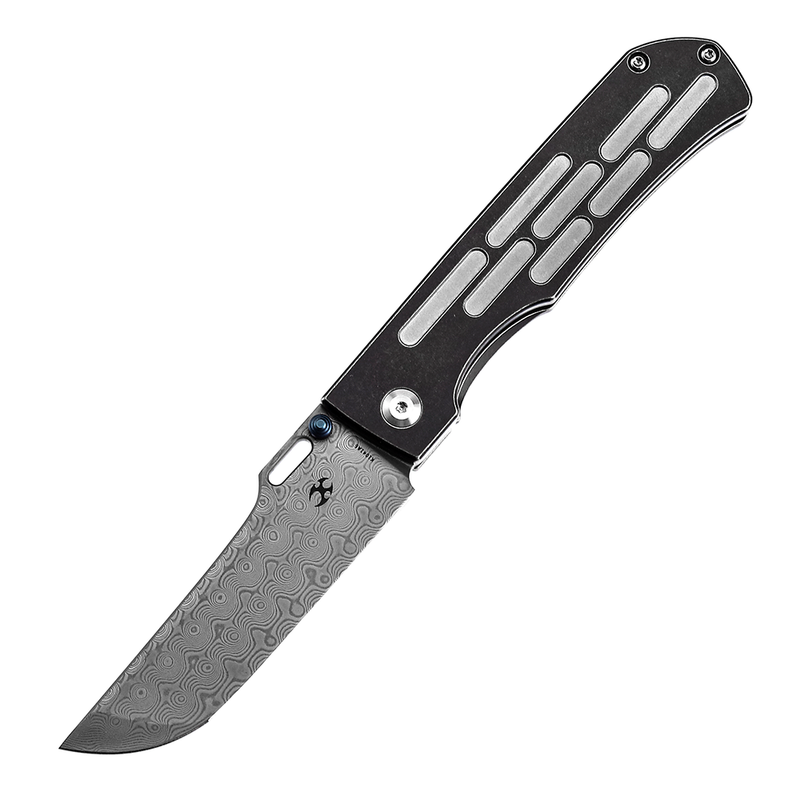 Reedus K1041A6 Damascus Blue Anodized  + Bead Blasted Titanium Handle with D.O.C.K. Design