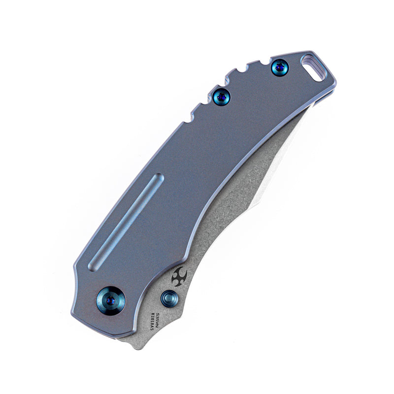 KANSEPT Pelican Edc Flipper Knife Blue Anodized Titanium Handle (3.0’‘CPM-S35VN Tanto Blade)Kmaxrom Design-K1018A5