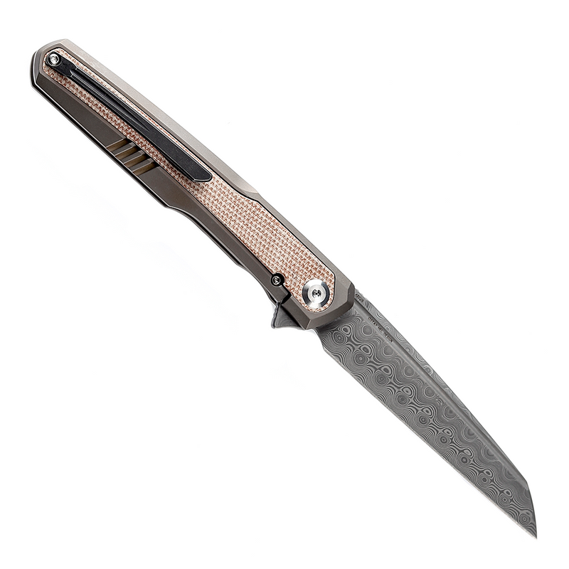 KANSEPT Arcus K1046D1 Ostap Hel  Damascus Bronze Anodized Titanium + Brown Micarta