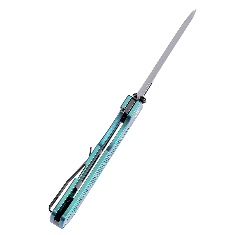 Reedus K1041A4 Black TiCn Coated and Stonewashed CPM-S35VN Green Anodized Titanium Handle with D.O.C.K. Design