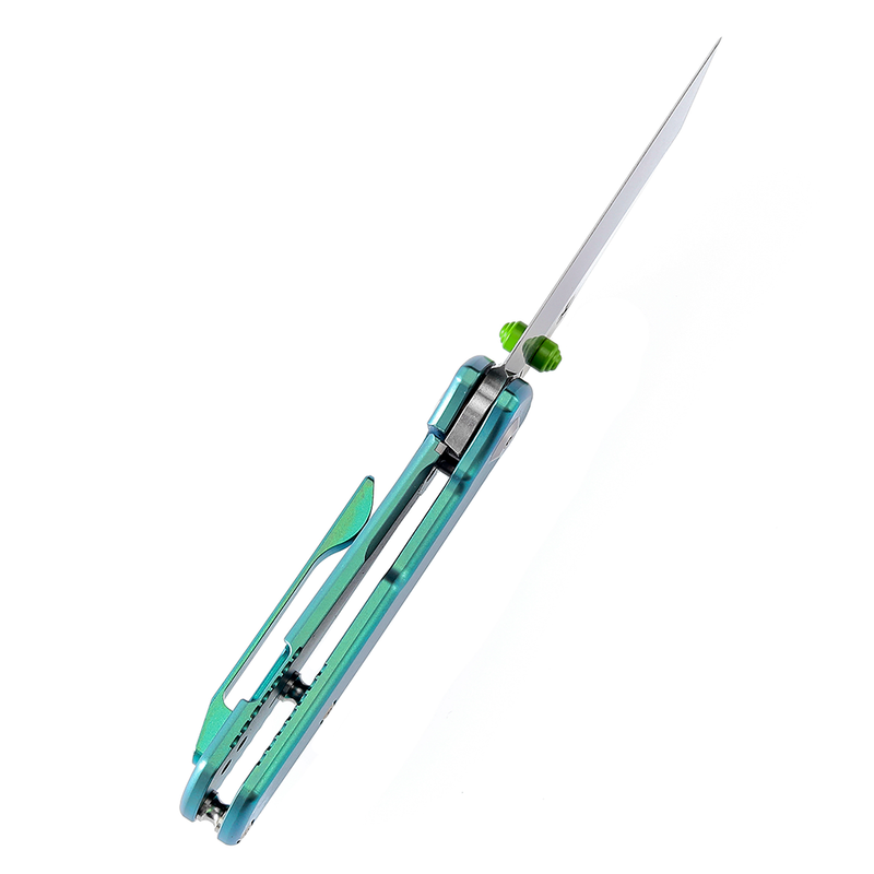 Little Main Street K2015A4 Stonewashed CPM-S35VN Green Anodized Titanium Handle  with Dirk Pinkerton Design