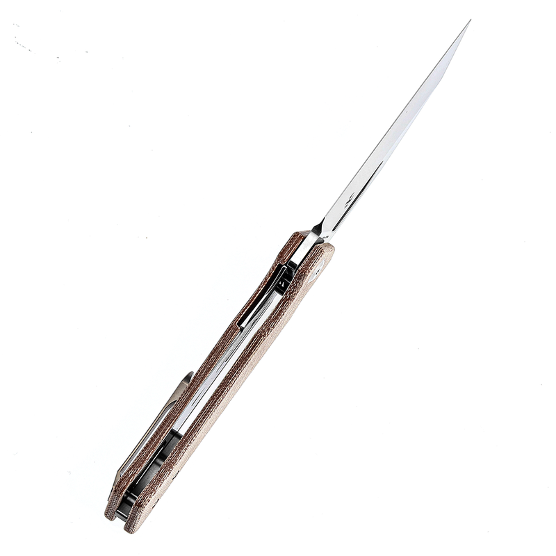 KANSEPT Egress K1033A1 Satin CPM-S35VN  Brown Micarta Handle with Nitch Designs Design