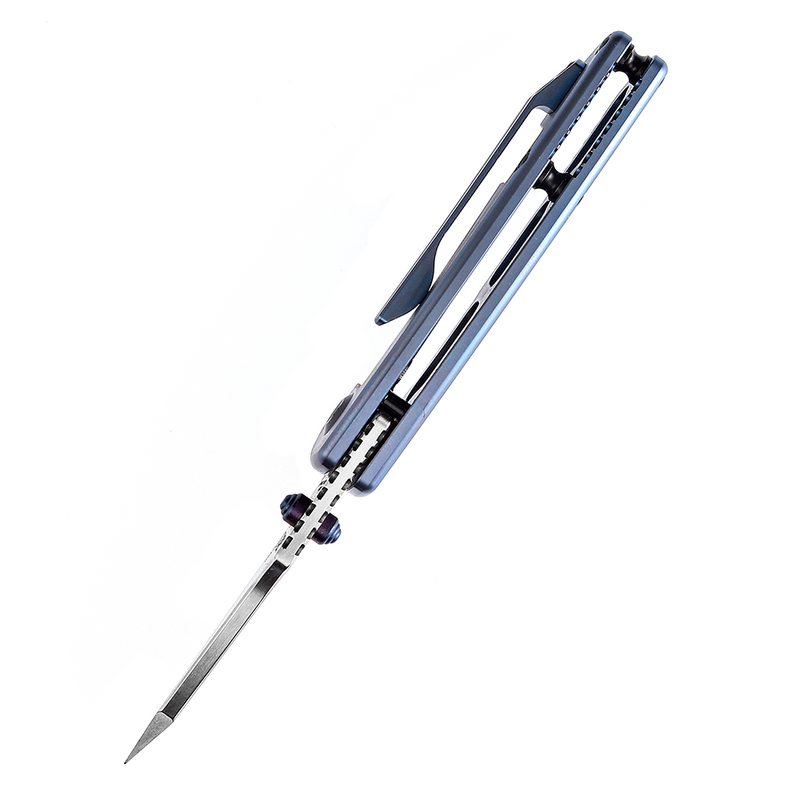 KANSEPT Little Main Street K2015A3 Satin CPM-S35VNm Blue Anodized Titanium Handle  with Dirk Pinkerton Design