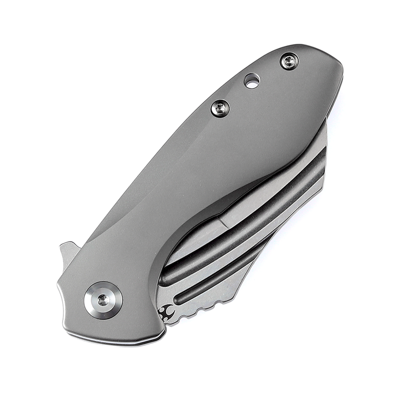 KANSEPT KTC3  Flipper Knife Bead Blasted Titanium Handle (2.69'' CPM-S35VN Blade) Koch Tools Design-K1031A2