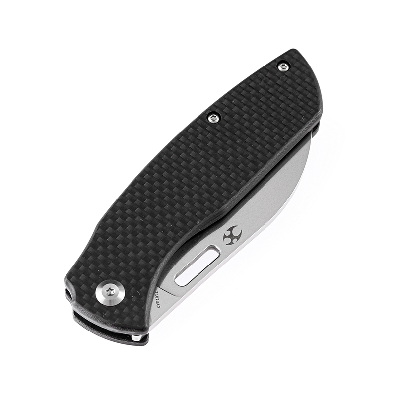KANSEPT Convict T1023A2 Stonewashed 154CM Black Carbon Fiber Handle with Sheepdog Knives Design