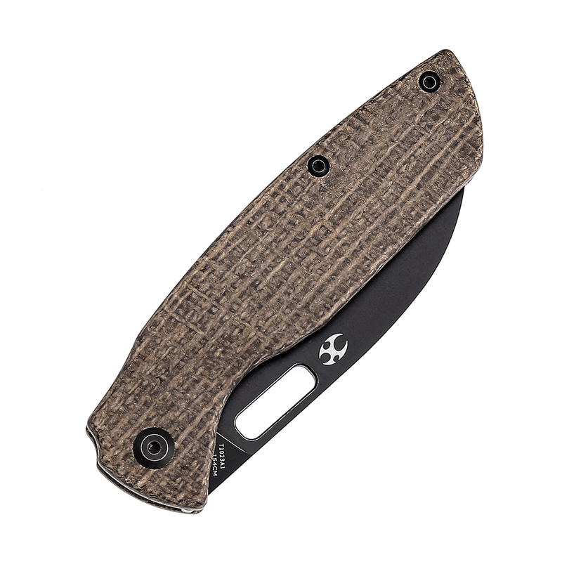 KANSEPT Convict T1023A1 Black Stonewashed 154CM Brown Micarta Handle with Sheepdog Knives Design
