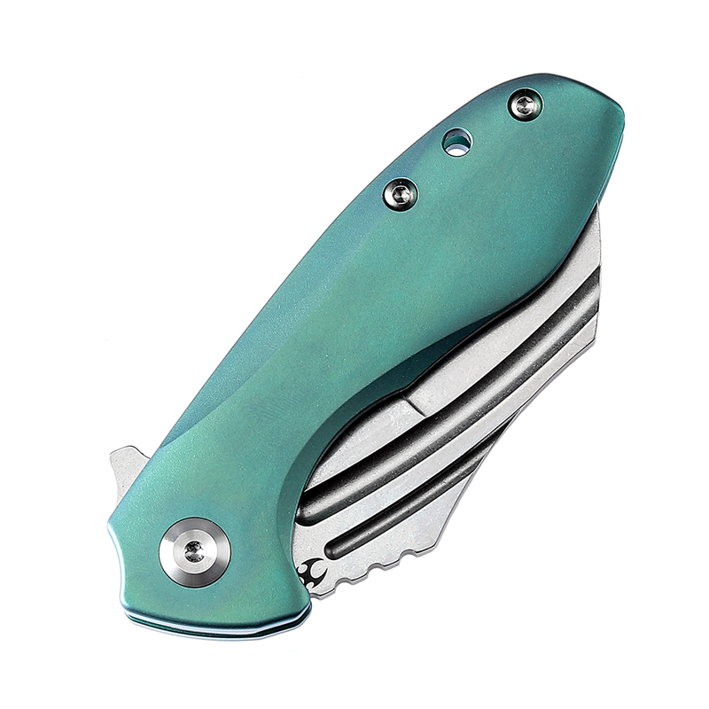 KANSEPT KTC3  Flipper Knife Green Titanium Handle (2.69'' CPM-S35VN Blade) Koch Tools Design-K1031A4