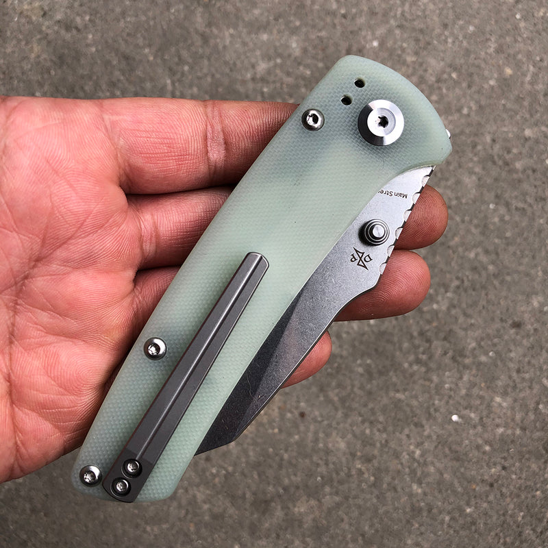 KANSEPT Main Street Thumb Stub Jade G10 Handle (3.36" 154CM Blade) Dirk Pinkerton Design-T1015B1