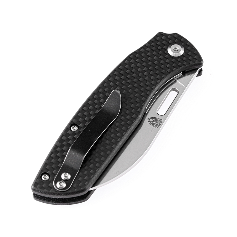 KANSEPT Convict T1023A2 Stonewashed 154CM Black Carbon Fiber Handle with Sheepdog Knives Design