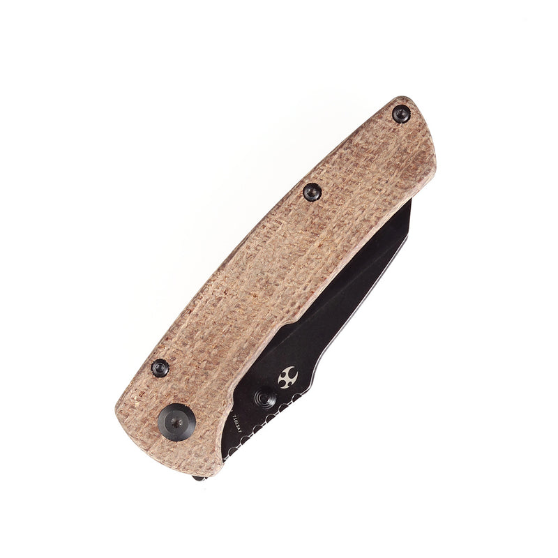 KANSEPT Main Street Pocket Knives Brown Micarta Handle Black TiCn Coated Stonewashed  154CM Blade with Dirk Pinkerton Design-T1015A7