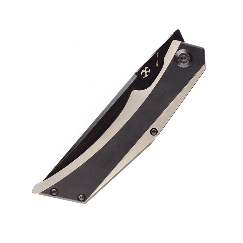 Kansept Knife Naska K1035T2 Black Stonewashed CPM-S35VN Tanto Blade Black Anodized and Plain Titanium Handle with APK Designs