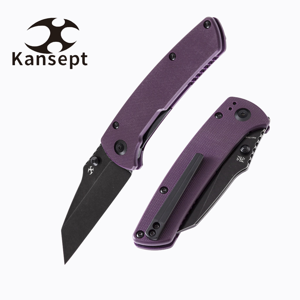 KANSEPT Main Street Thumb Stub Pocket Knives Purple Handle Black