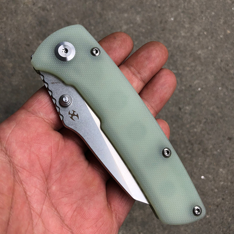 KANSEPT Main Street Thumb Stub Jade G10 Handle (3.36" 154CM Blade) Dirk Pinkerton Design-T1015B1
