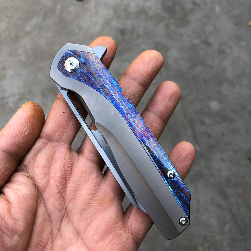 KANSEPT Flipper Titanium and Timascus Handle (3.5"CPM-S35VN Blade) with Kim Ning Designed-K1006A4