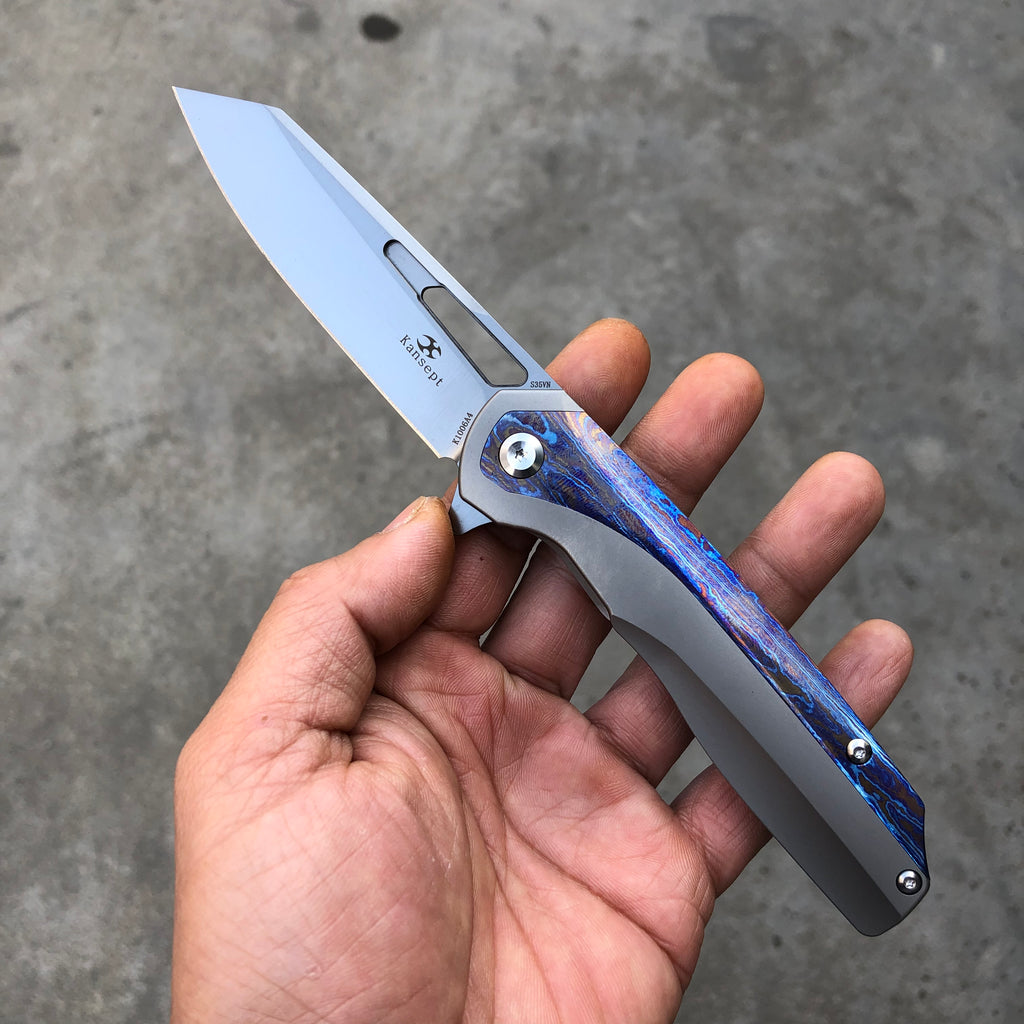 Flipper Titanium Timascus Handle Kim Ning Designed K1006A4